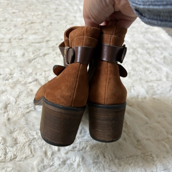 Franco Sarto Women's Size 8.5 Brown Leather Suede Linden Block Heel Ankle Boots - Picture 8 of 8